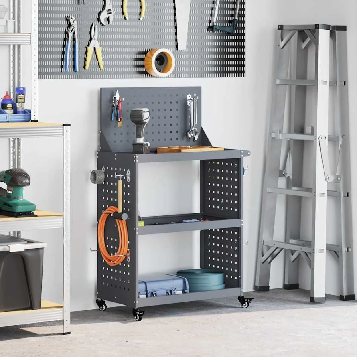 vidaXL Chariot à outils avec étagère 65 x 35 x 111 cm - vue 2