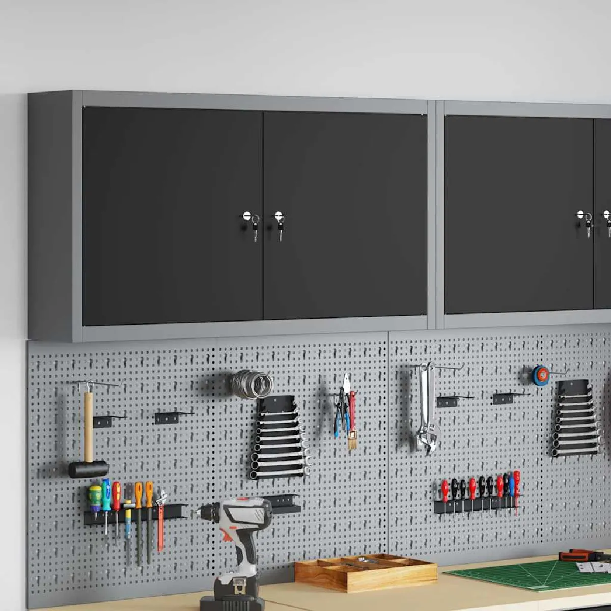 vidaXL Armoire à outils avec étagère et 50 x 20 x 55 cm - vue 4