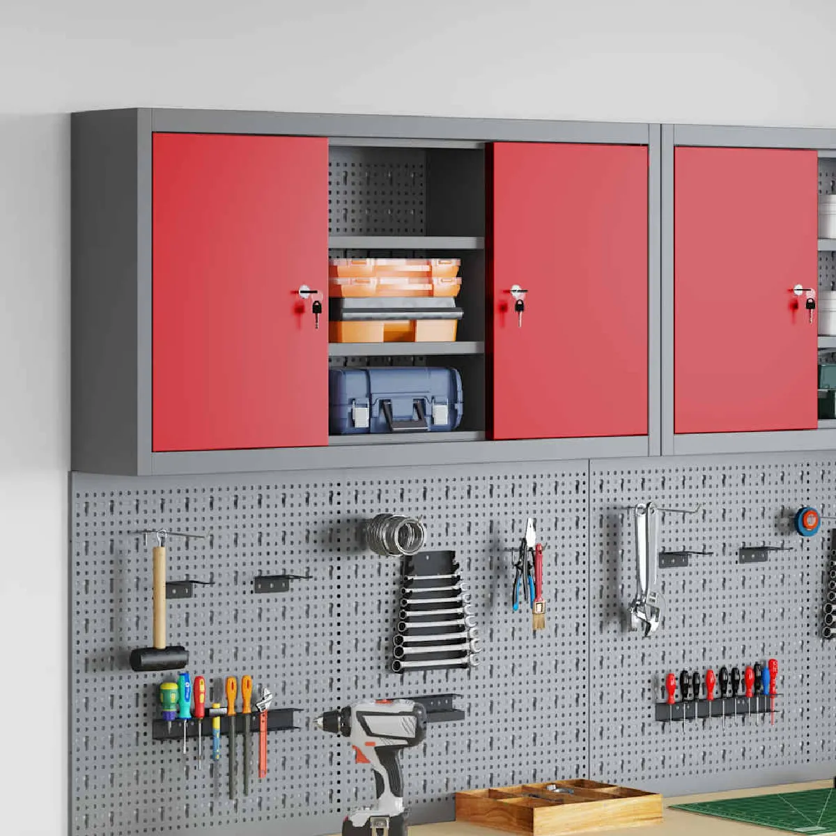 vidaXL Armoire à outils avec étagère et 50 x 20 x 55 cm - vue 4