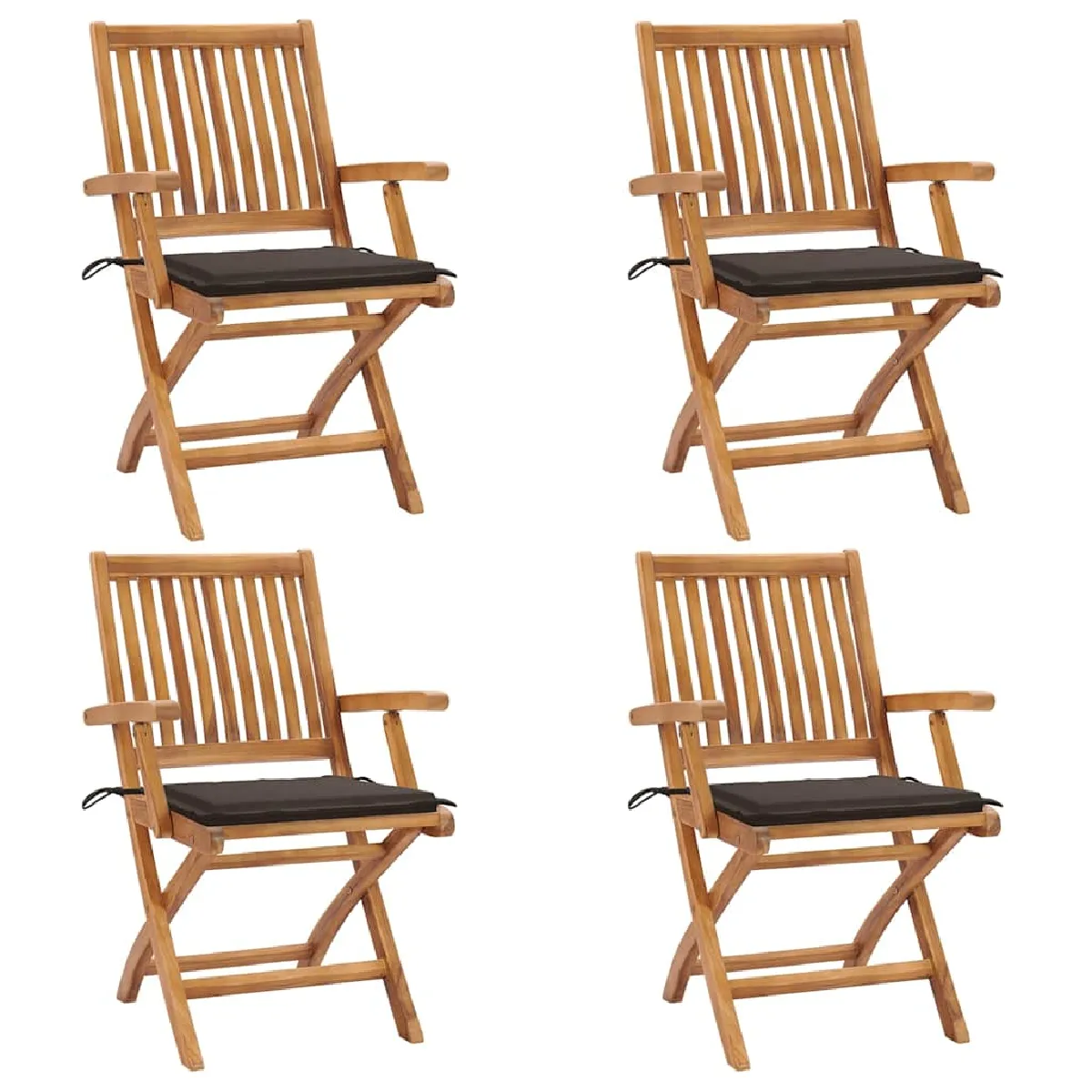 Non Communiqué Vidaxl Chaises Pliables De Jardin Avec Coussins 4 Pcs Teck Solide - Image 3