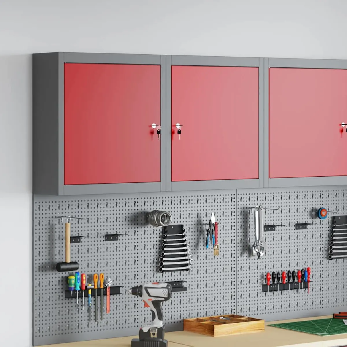 vidaXL Armoire à outils avec étagère et 50 x 20 x 55 cm - vue 5