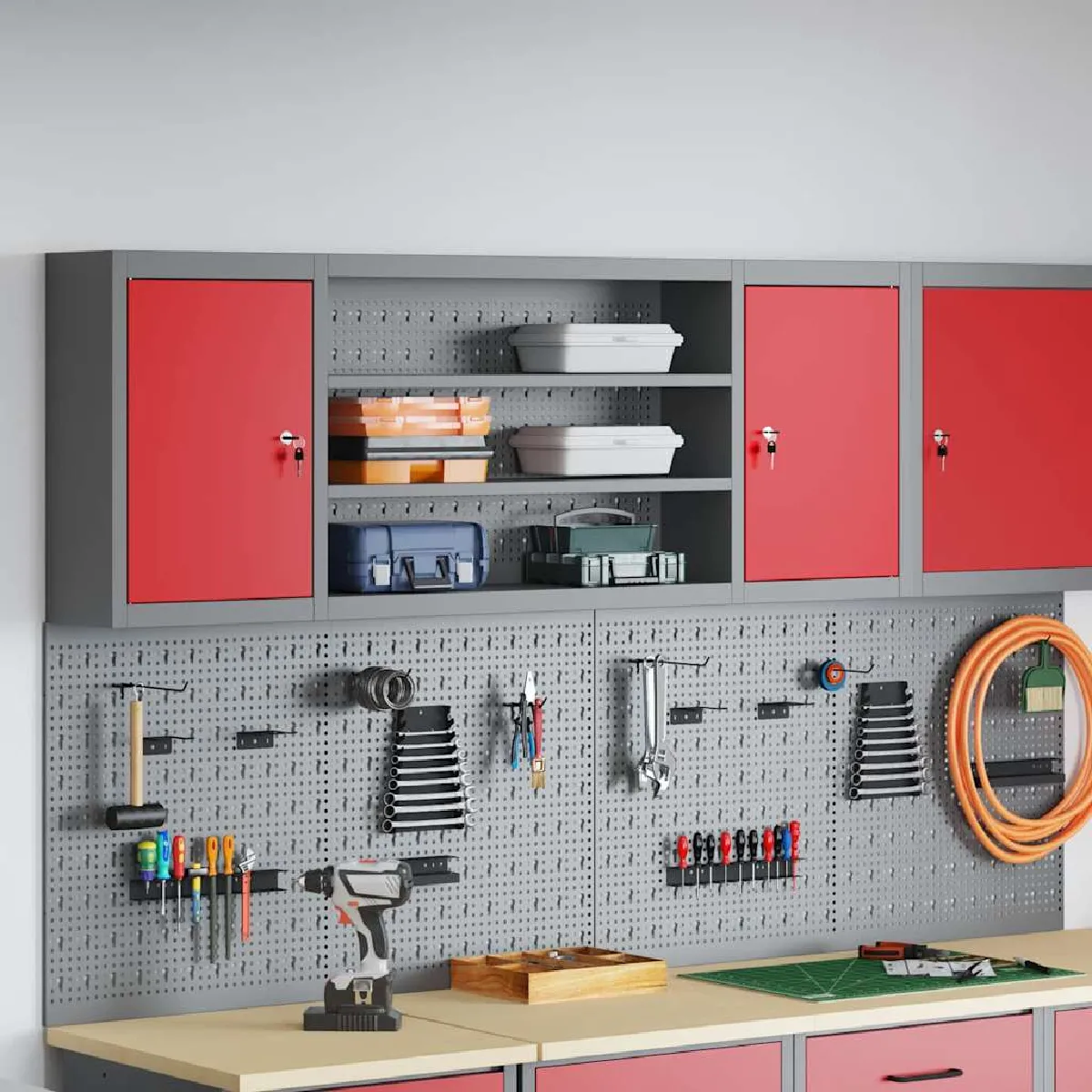 vidaXL Armoire à outils avec étagère et 50 x 20 x 55 cm - vue 5