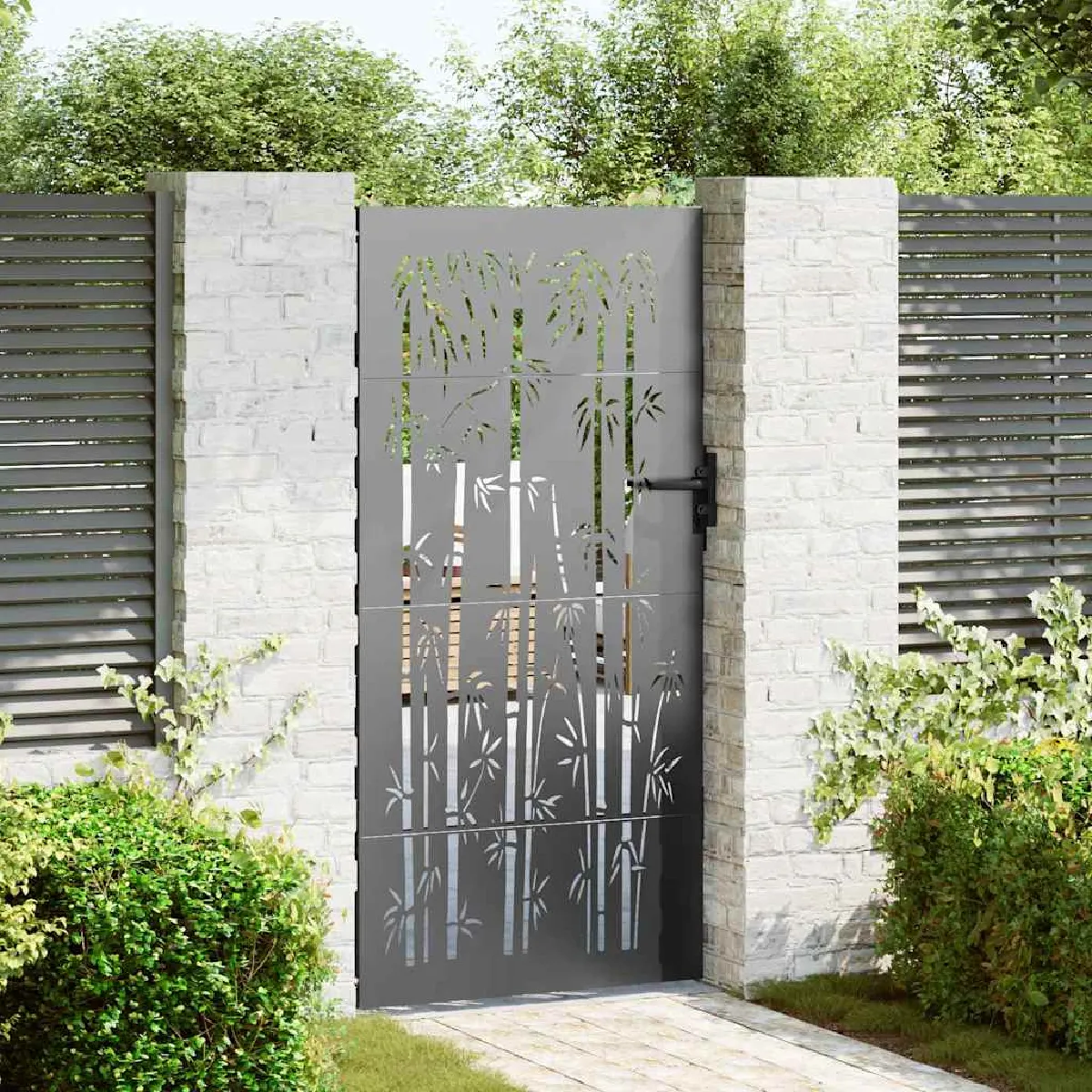 vidaXL Porte de Jardin Noir 85 x 100 cm Acier peint par poudre