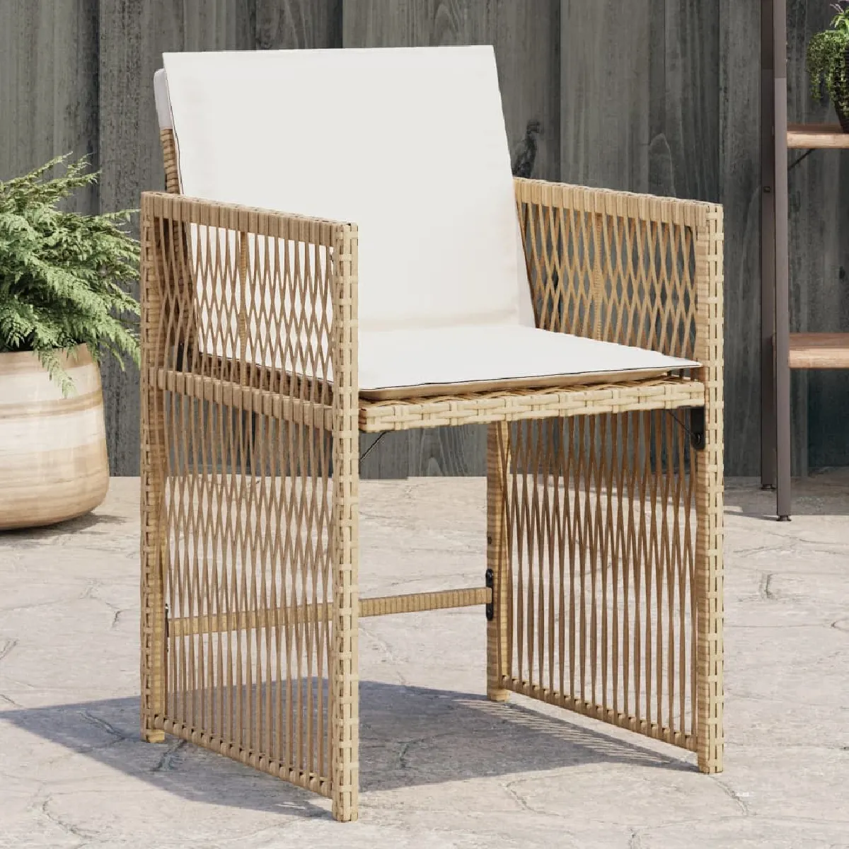 vidaXL Chaises de jardin avec coussins Résine tressée - vue 8