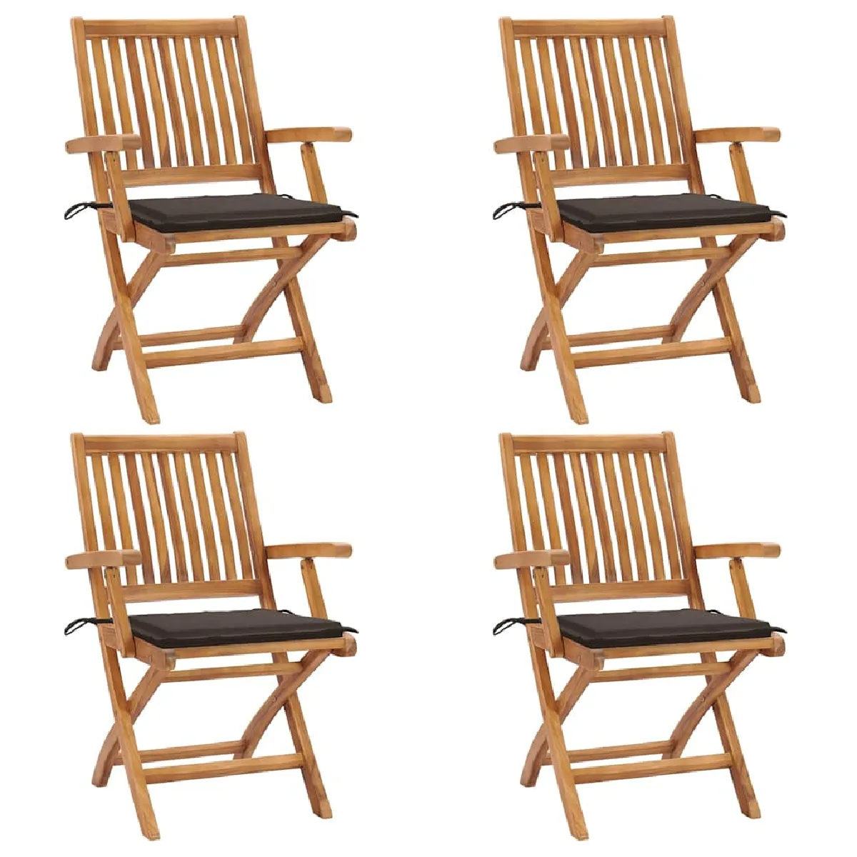 vidaXL Chaises pliables de jardin avec coussins lot de 4 Teck solide
