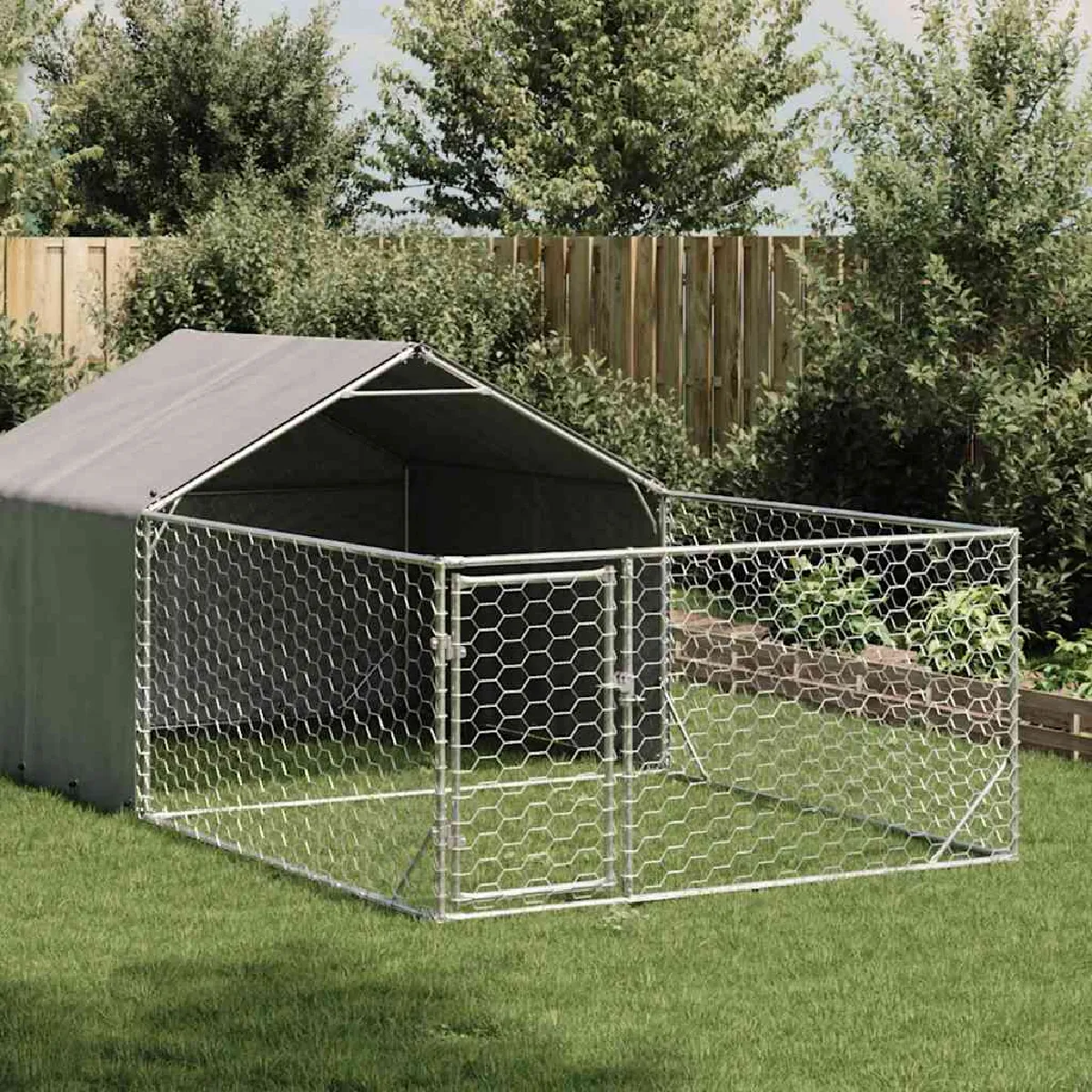 vidaXL Niche d'extérieur pour chien enclos 5x2x1 5 acier galvanisé - vue 2