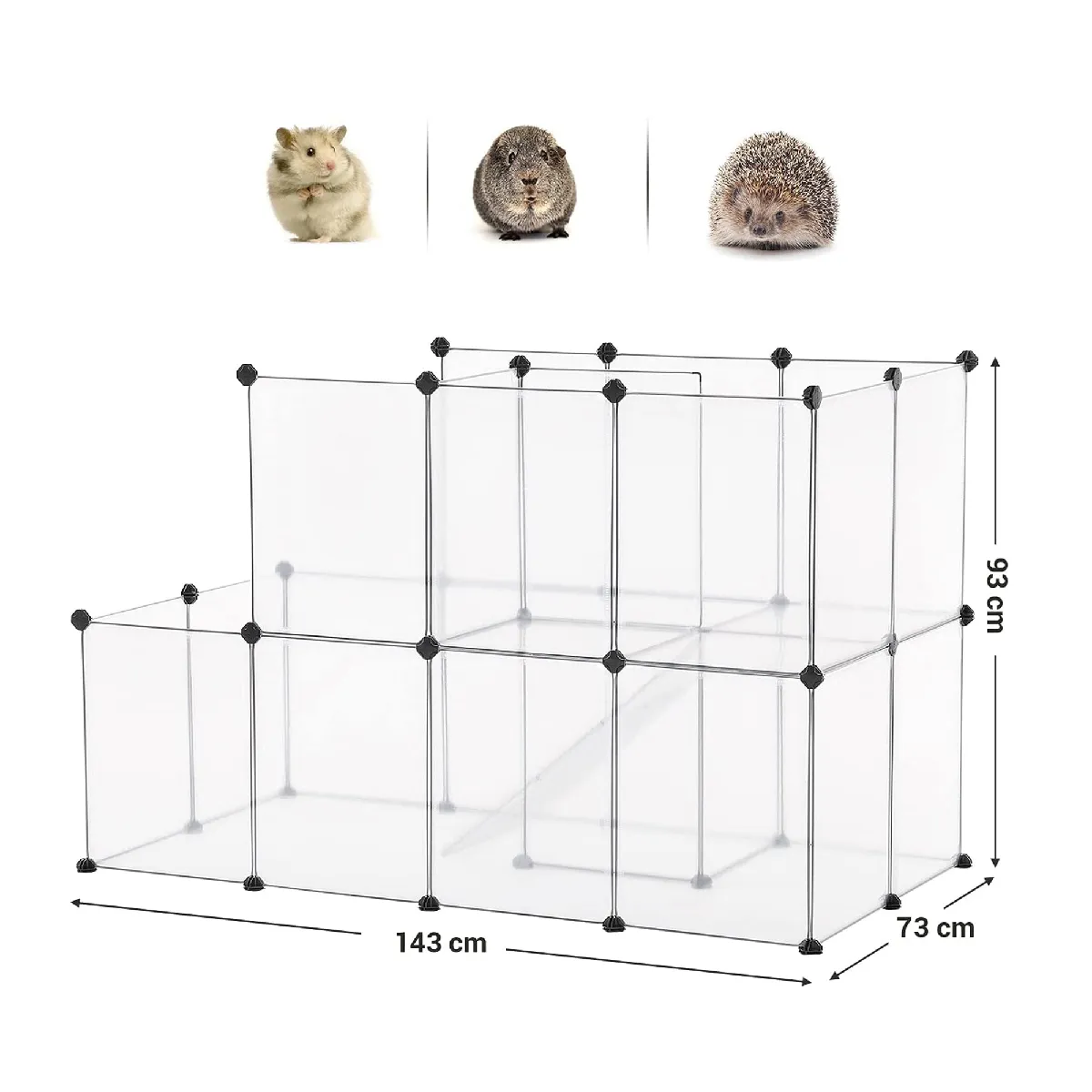 Comparer les prix de Enclos modulable parc pour cochons d'inde modulable 143 x 73 x 93 cm plastique transparent 12_0005392
