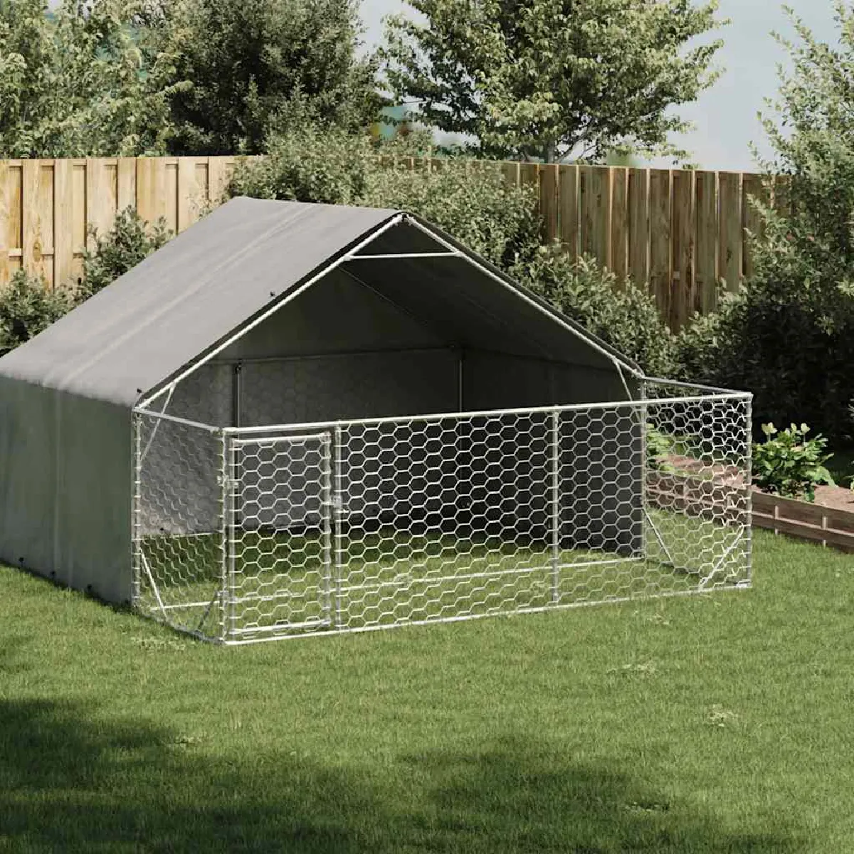 Vidaxl Niche dextérieur pour chien enclos 3x3x19 m acier galvanisé cage de chien dextérieur grande cage de chien niche