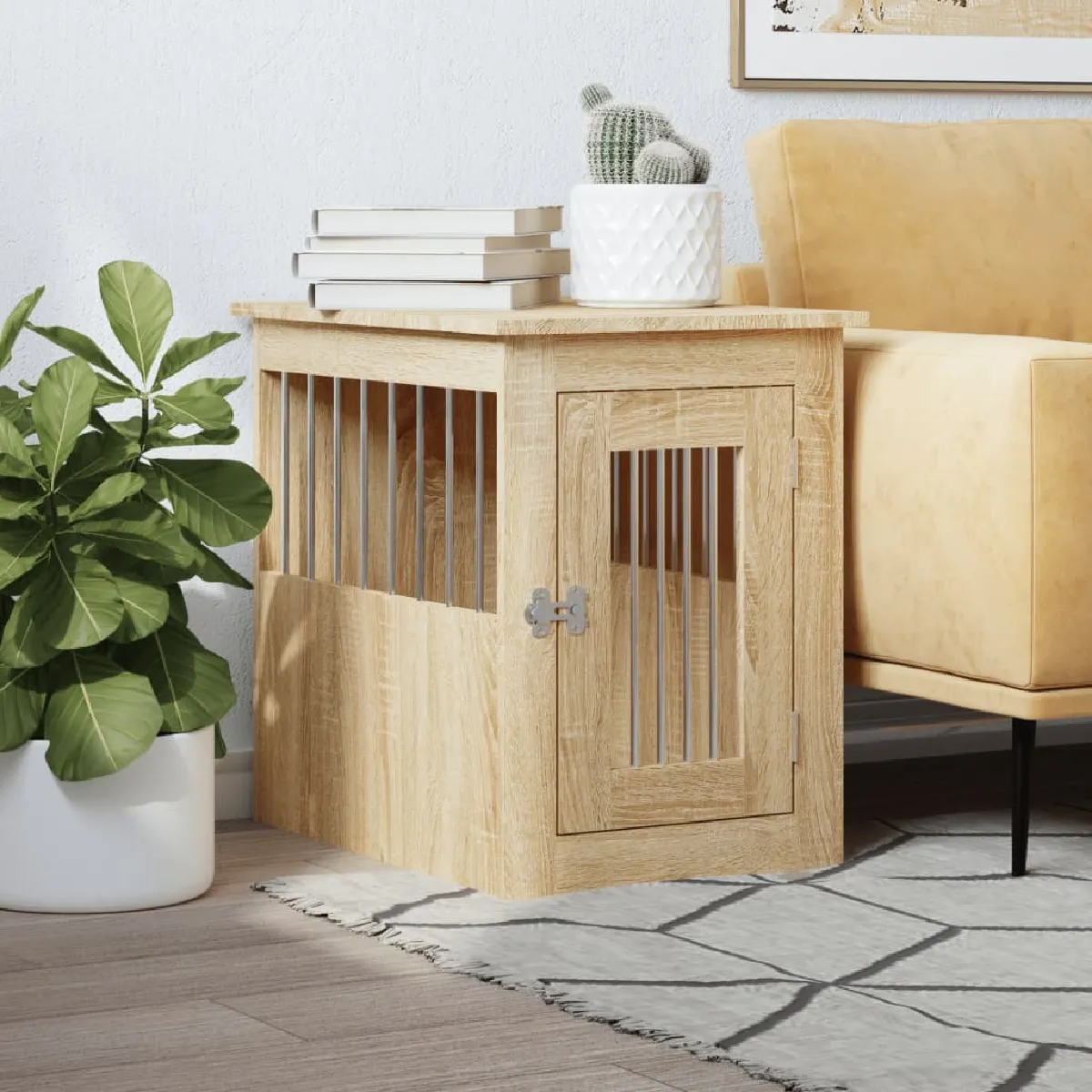 vidaXL Meuble de cage pour chiens chêne sonoma 45x62x59 cm - vue 2