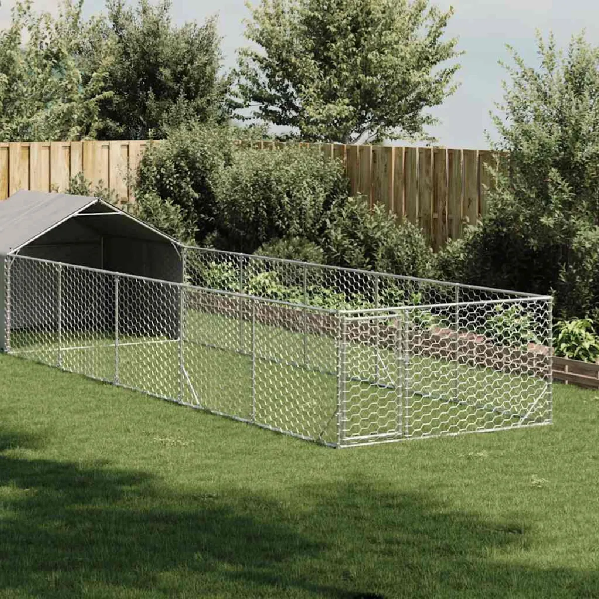 vidaXL Niche d'extérieur pour chien enclos 8x2x1 5 acier galvanisé - vue 2