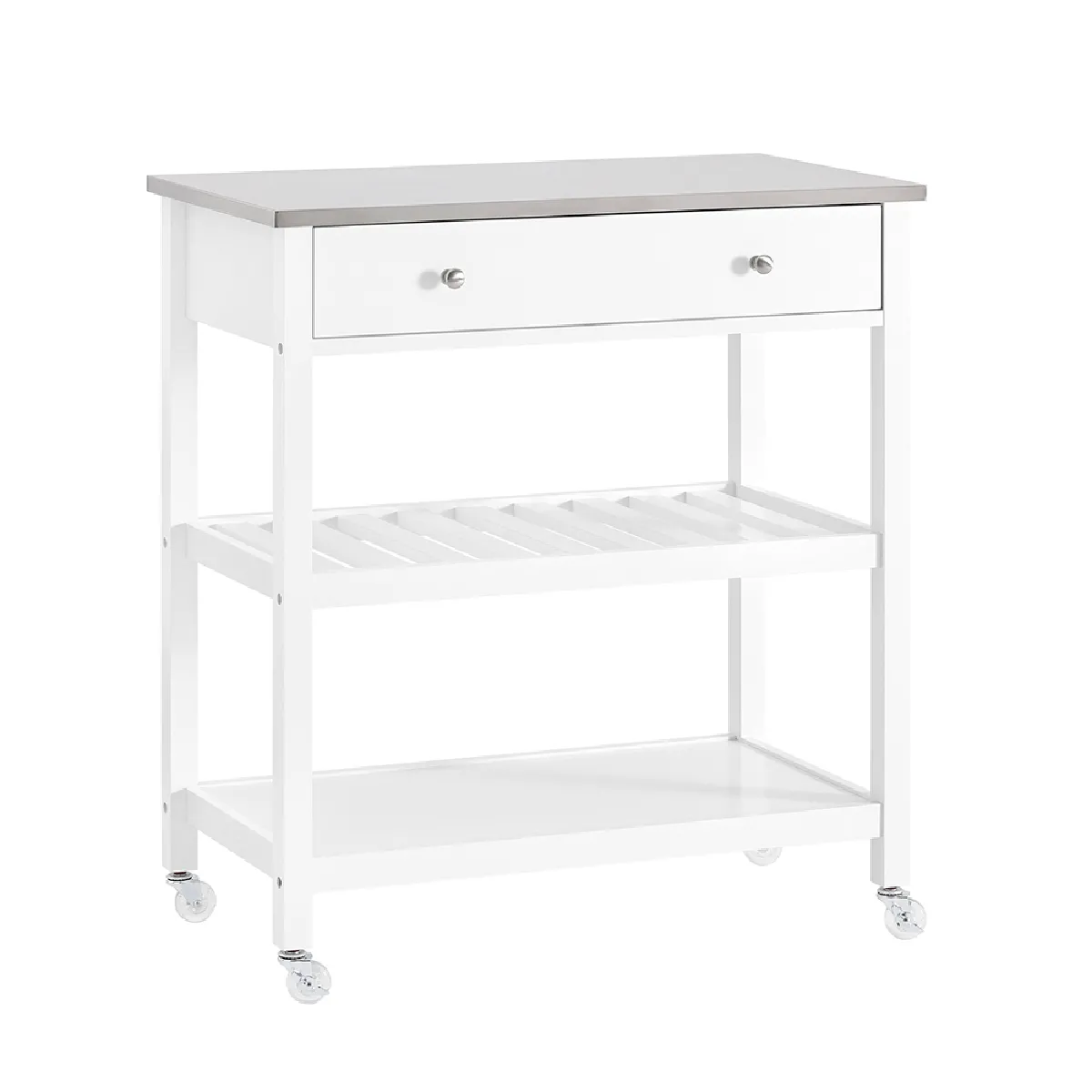 SoBuy Desserte de Cuisine Roulante avec Plateau Inox, Tiroirs et Étagères