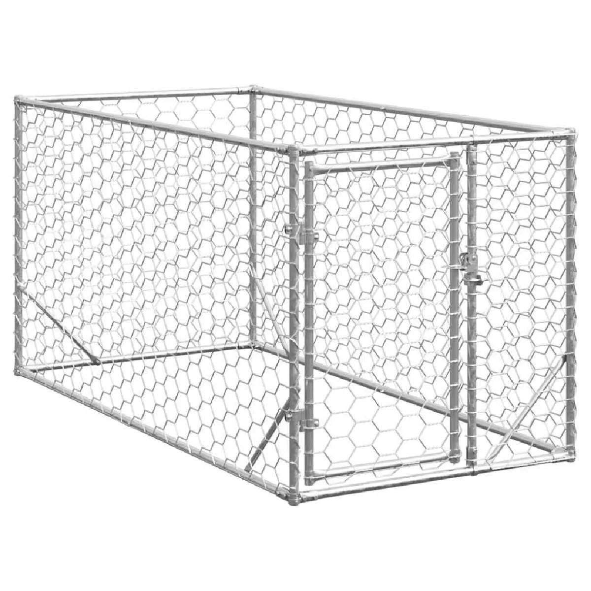 vidaXL Niche d'extérieur pour chien avec porte 2 x 1 x 1 acier galvanisé - vue 2