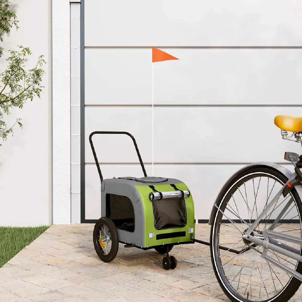 Comparer les prix de vidaXL Remorque de vélo pour animaux vert et gris 124,5 x 63,5 x 53 cm