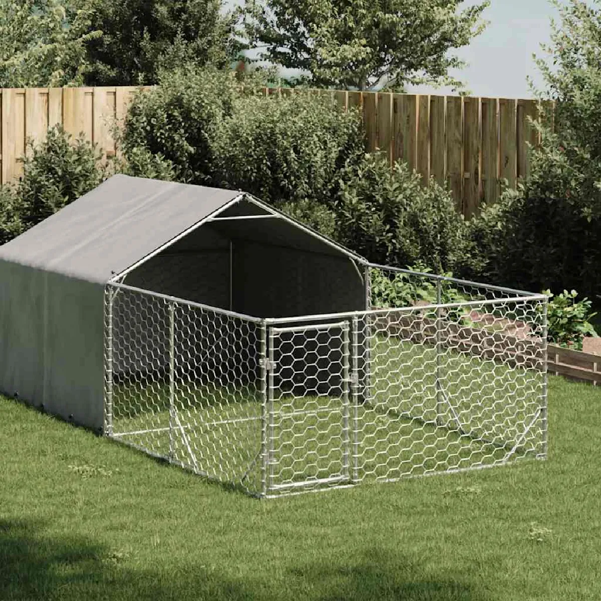 vidaXL Niche d'extérieur pour chien enclos 4x2x1 5 acier galvanisé - vue 2
