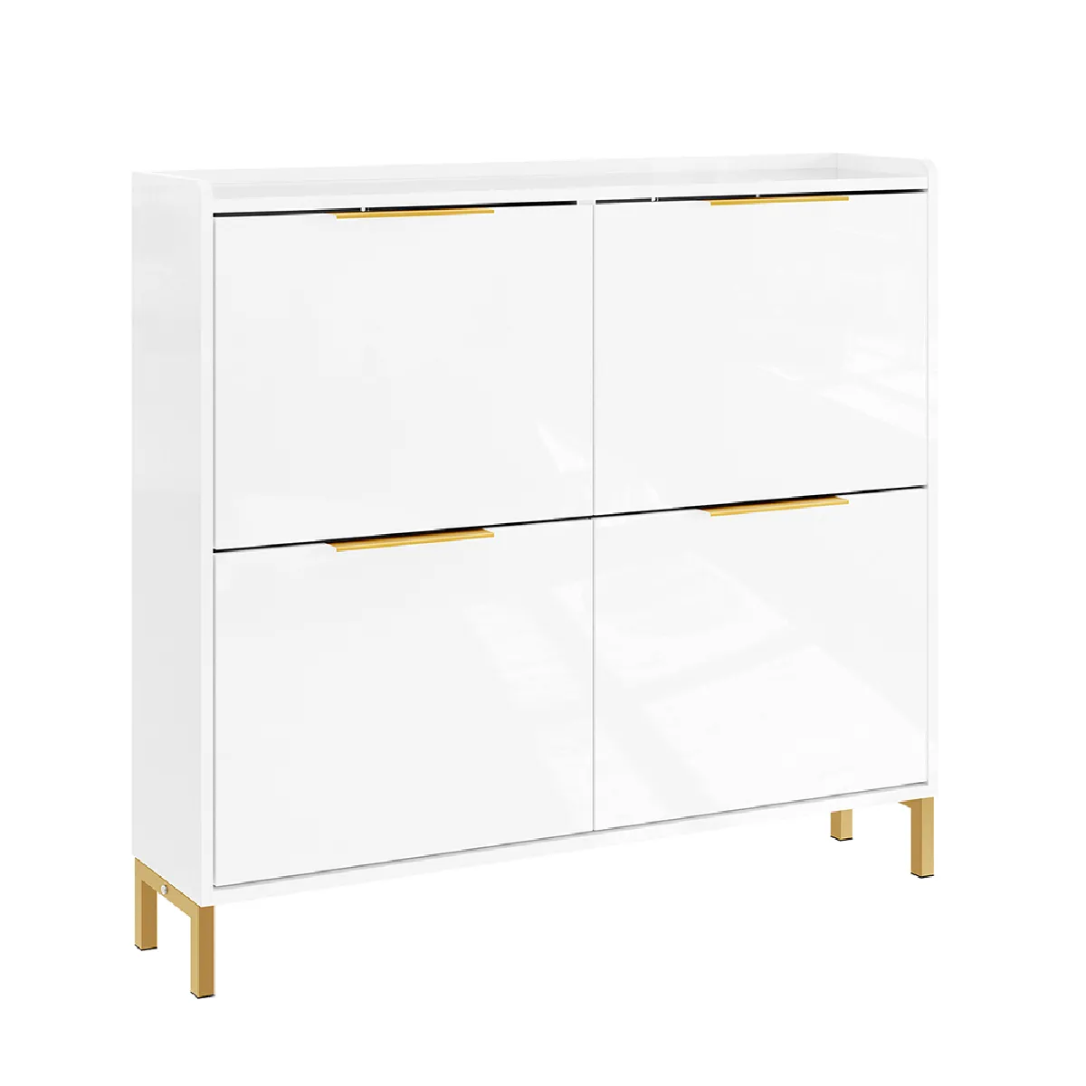 SoBuy Meuble à chaussures blanc 4 portes pliantes, design nordique