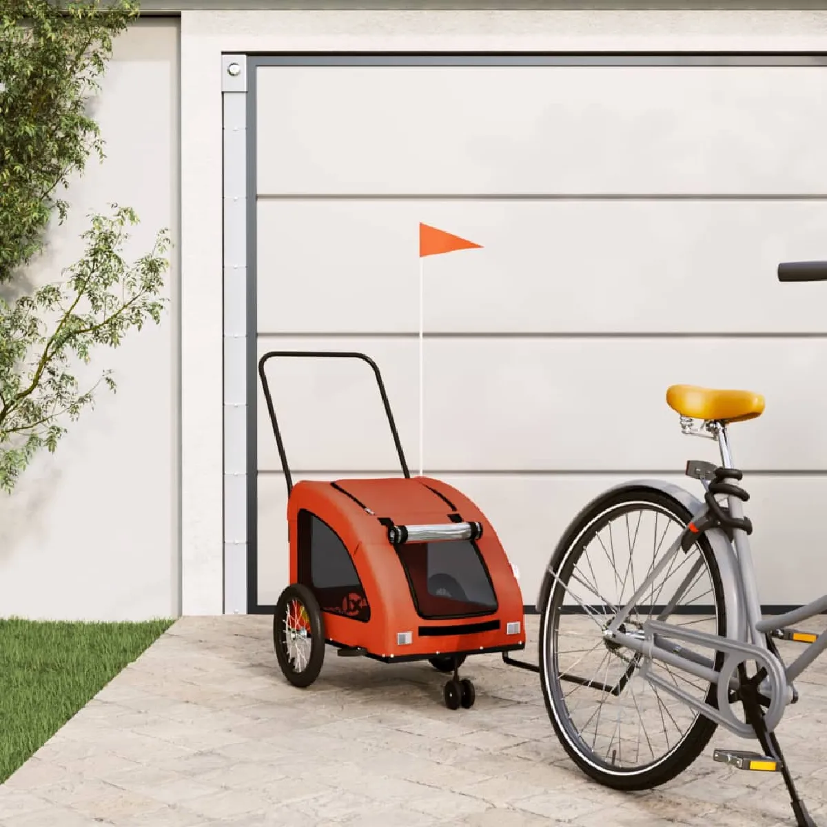 VIDAXL - Remorque de vélo pour animaux de compagnie - Orange - Image 2