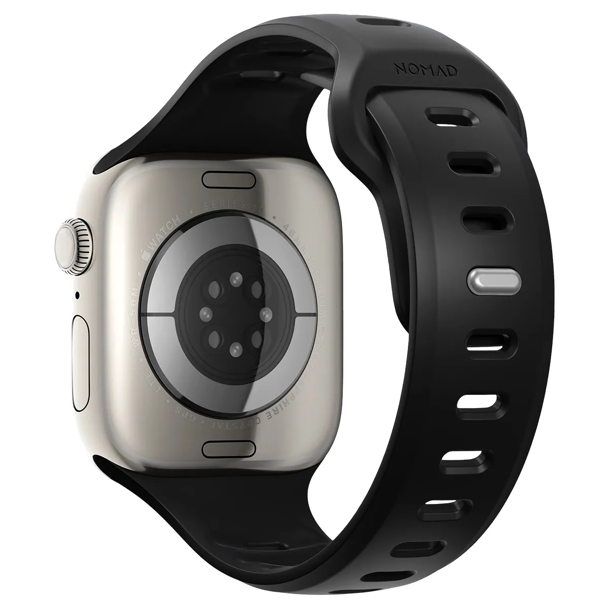 NOMAD  Bracelet Sport &Eacute;tanche 46mm pour Apple Watch Mod&egrave;le Tempo Band Noir