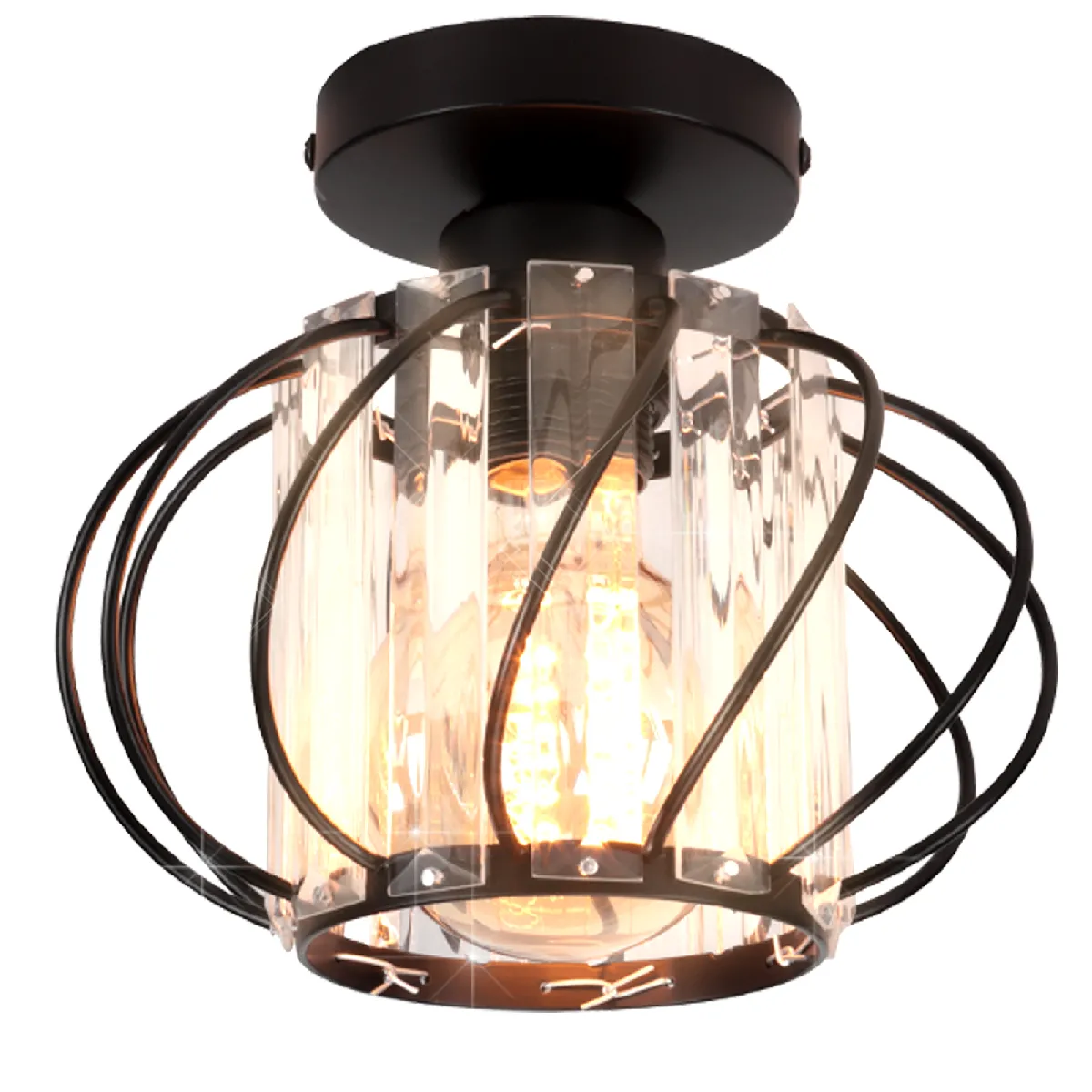 Stoex Plafonnier en verre cristal - Noir
