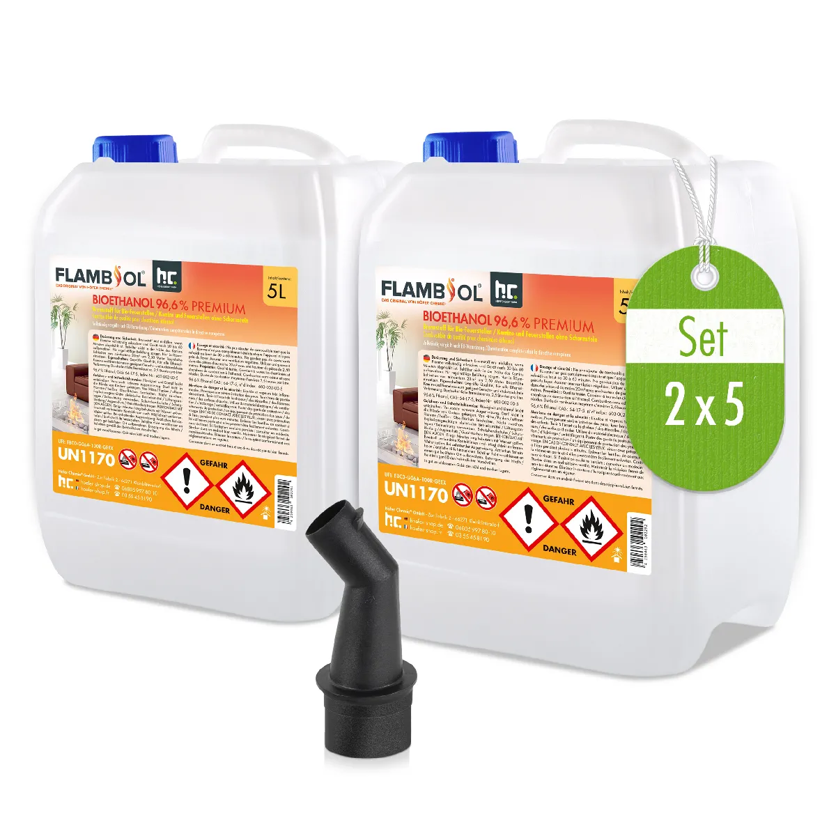 Bioéthanol 96 6% FLAMBIOL® pour cheminées Bidon de x2