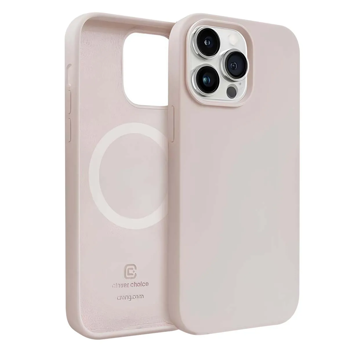 Crong Coque MagSafe en Silicone pour iPhone 14 Pro Max avec Anneau Magn&eacute;tique Int&eacute;gr&eacute; Rose