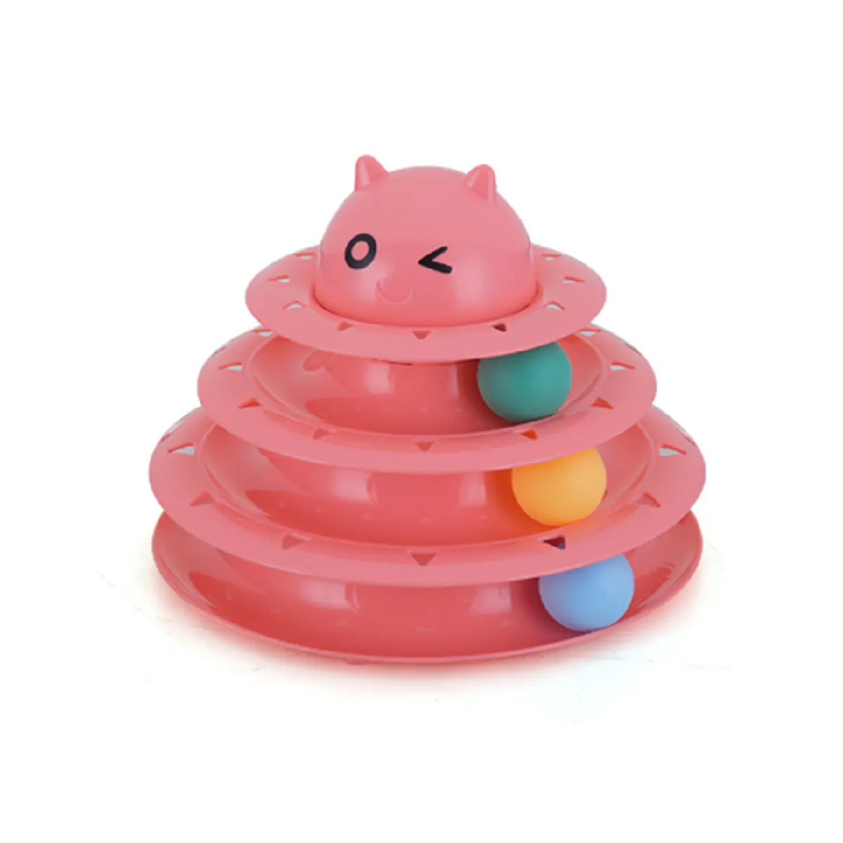 Comparer les prix de Jouet interactif pour chat, piste circulaire à 3 couches avec 3 balles, plateau tournant - rose