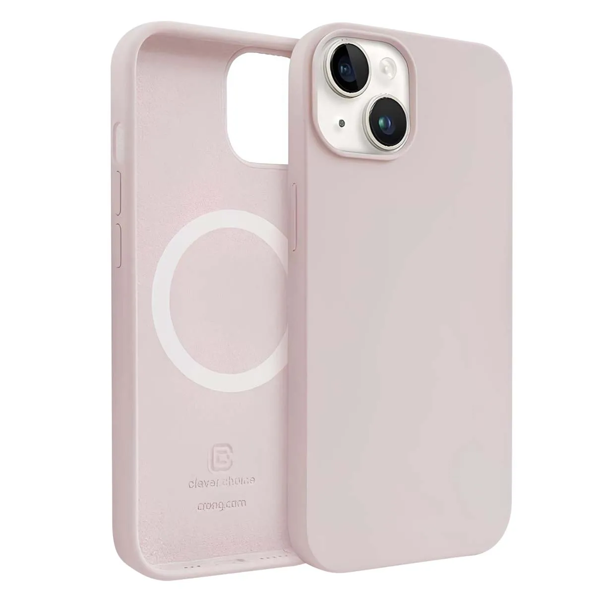 Coque MagSafe en Silicone pour iPhone 14 Plus avec Anneau Magn&eacute;tique Int&eacute;gr&eacute; Crong Rose