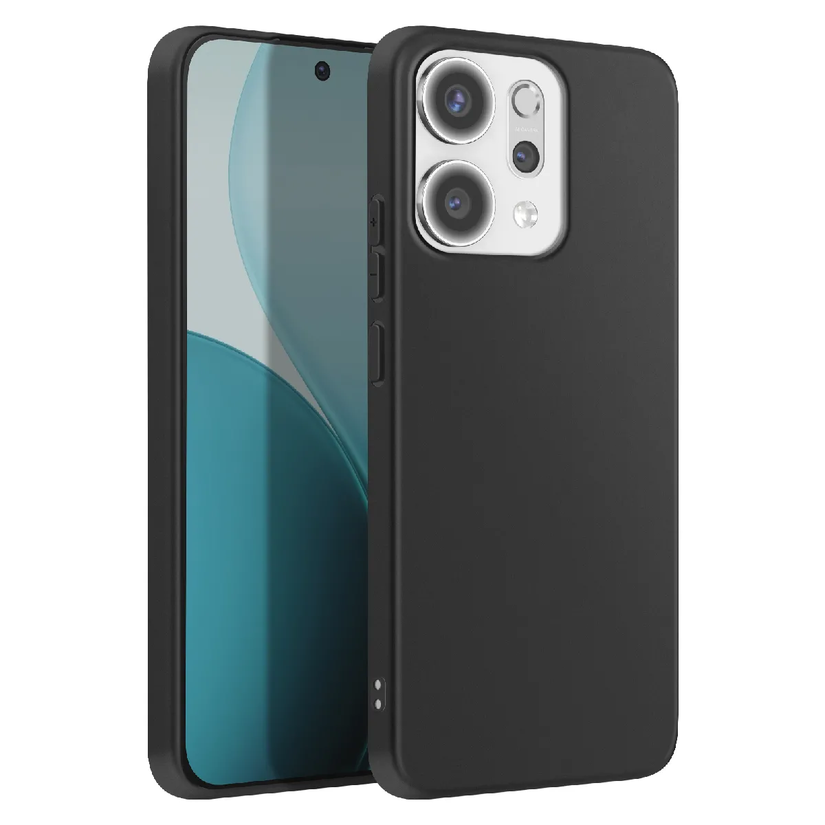 Avizar Noir Coque Pour Oppo Reno 14 En Silicone Anti-Traces Ultra Fine Et Souple