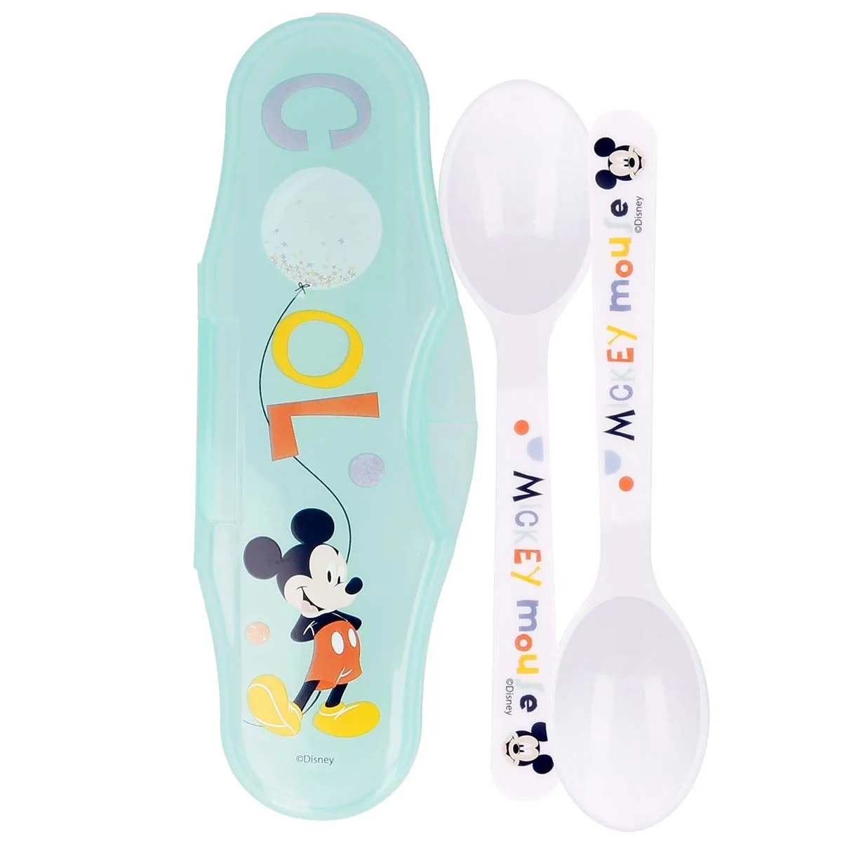 Mickey Mouse Pack de 2 Cuillères pour Bébé avec Étui de Rangement Mickey Blanc