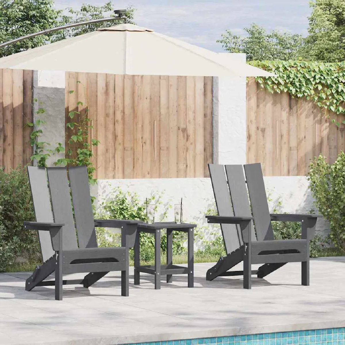 vidaXL Chaises Adirondack Pliables 2 pcs 74.5x80.5x90 cm HDPE Chaise Adirondack Pliable 74.5x80.5x90 cm HDPE - vue 2