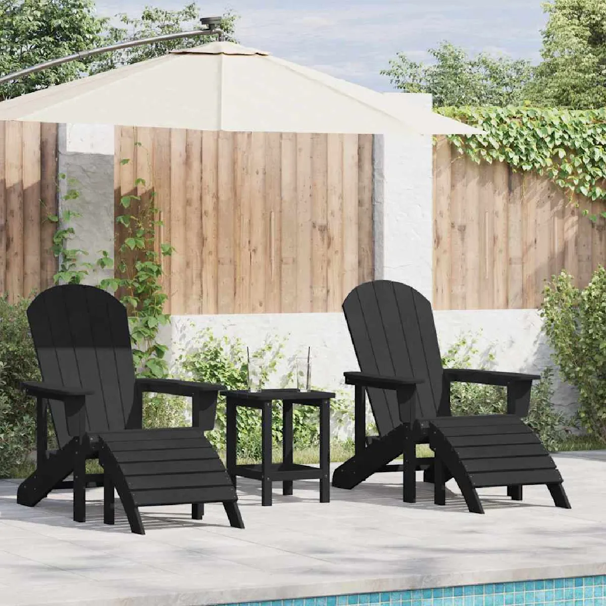 vidaXL Chaises Adirondack avec repose pieds 2 pcs HDPE Chaise Adirondack avec repose pied HDPE - vue 2