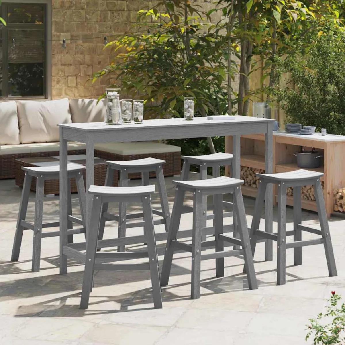 vidaXL Tabourets de bar 9 pcs HDPE Tabourets de bar 2 pcs HDPE - vue 2