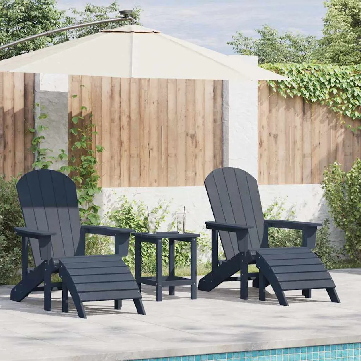 vidaXL Chaises Adirondack avec repose pieds 2 pcs HDPE Chaise Adirondack avec repose pied HDPE - vue 6