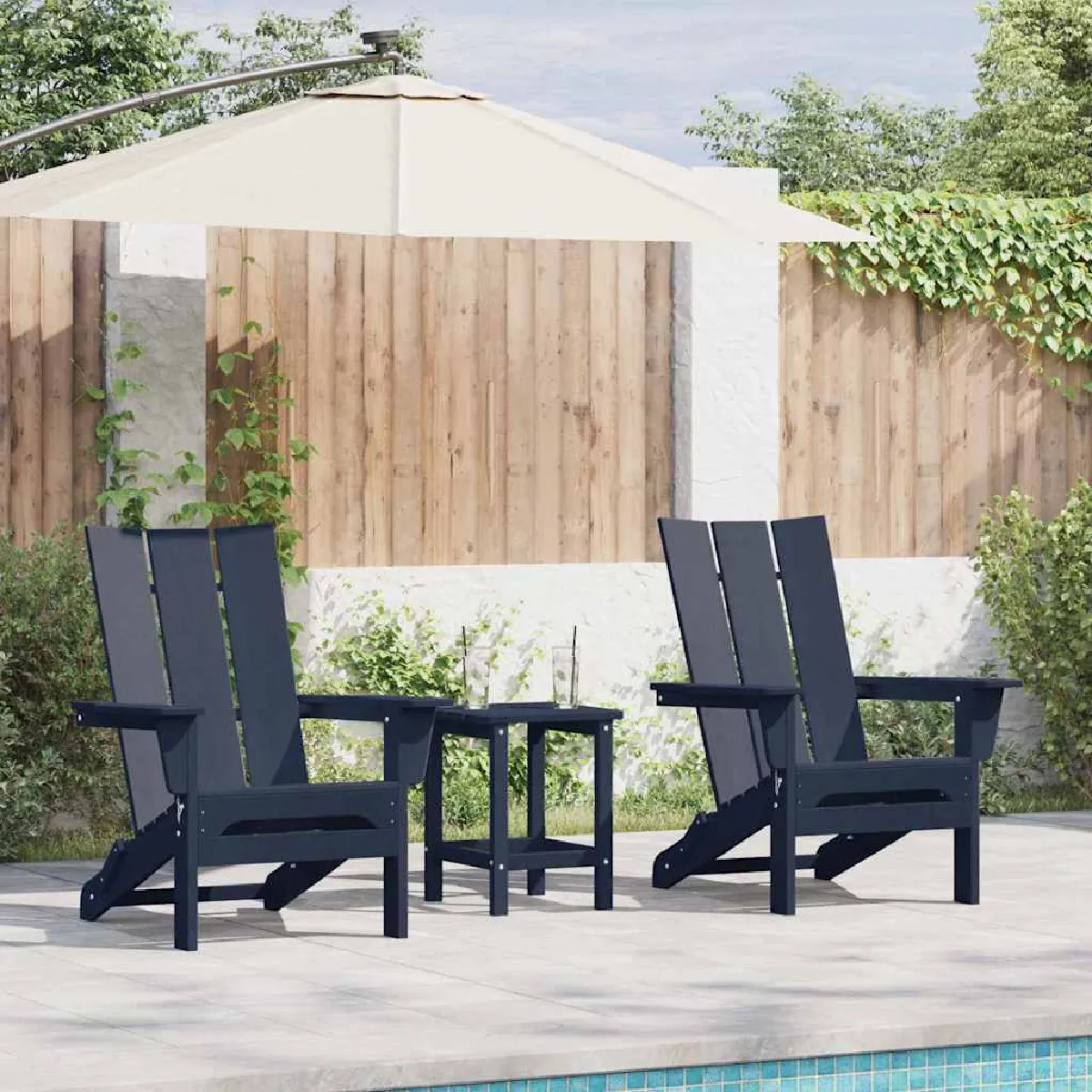 vidaXL Chaises Adirondack Pliables 2 pcs 74.5x80.5x90 cm HDPE Chaise Adirondack Pliable 74.5x80.5x90 cm HDPE - vue 4