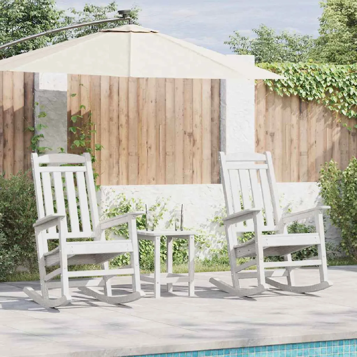 vidaXL Chaises Berçantes de Jardin 2 pcs 70x92x107.5 cm HDPE Chaise Berçante de Jardin 70x92x108 cm HDPE - vue 3