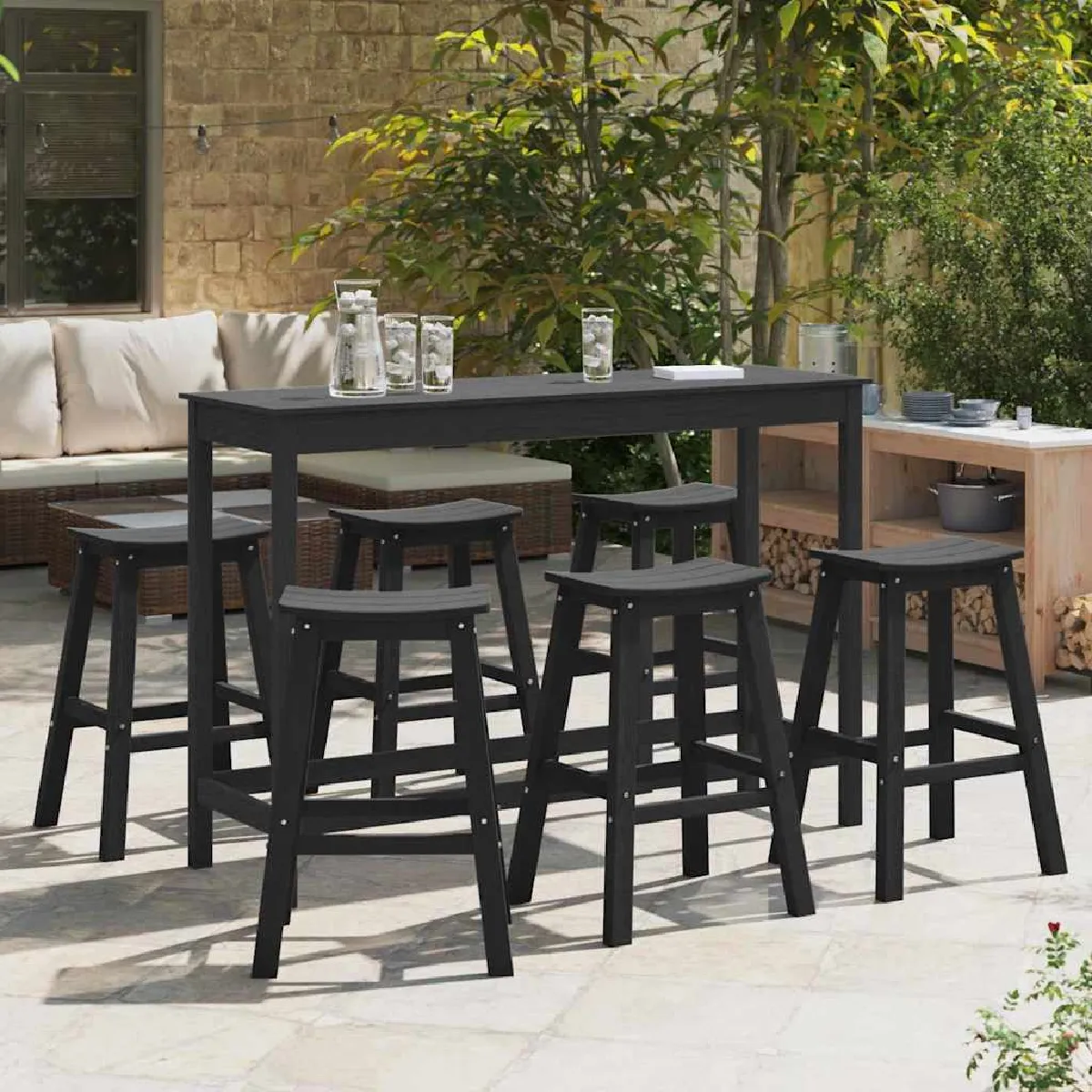 vidaXL Tabourets de bar 9 pcs HDPE Tabourets de bar 2 pcs HDPE - vue 4