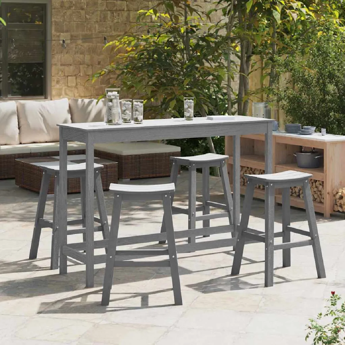 vidaXL Tabourets de Bar 6 pcs HDPE Tabourets de Bar 2 pcs HDPE - vue 4