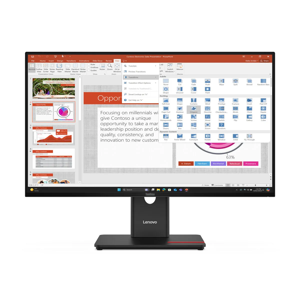 Lenovo ThinkVision T27 40 Écran LED 27 1920 x 1080 Full HD @ 120 Hz IPS 300 cdm² 1500:1 4 ms HDMI VGA DisplayPort eclipse