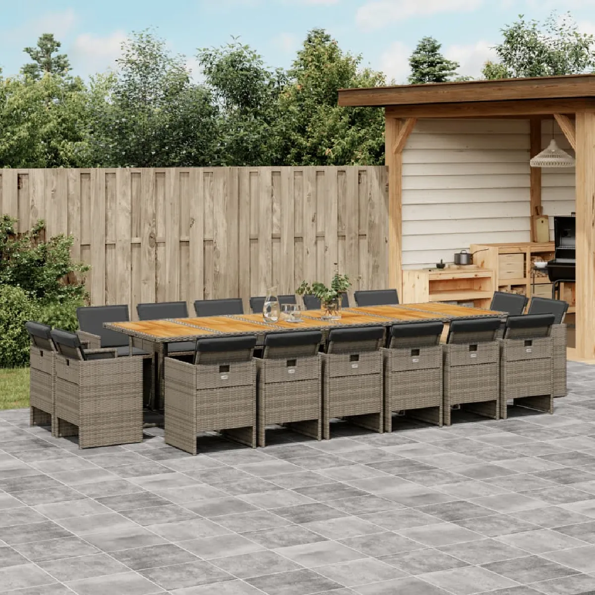 VIDAXL Ensemble à manger 17 pcs et - vue 3