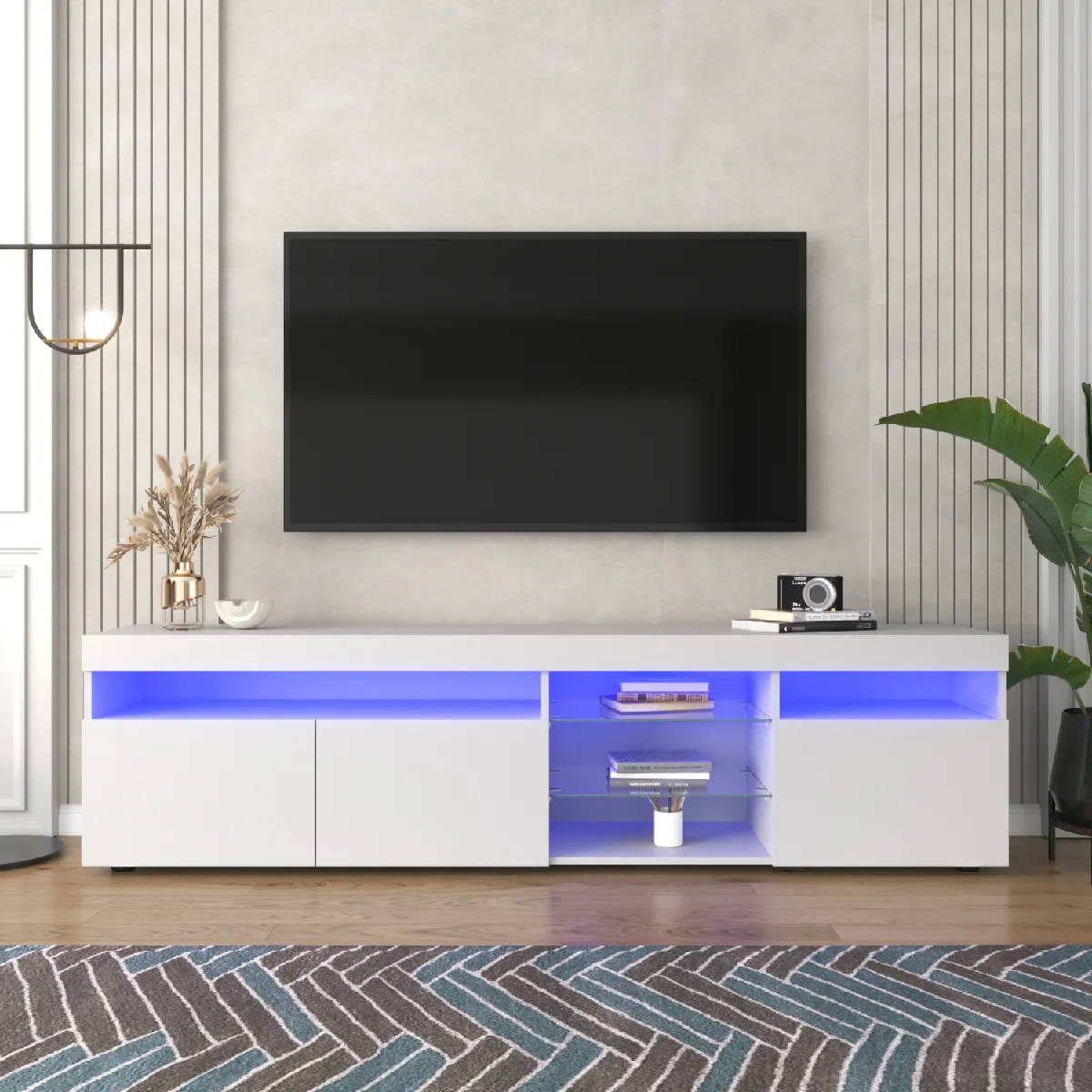 Okwish Meuble TV LED - Blanc