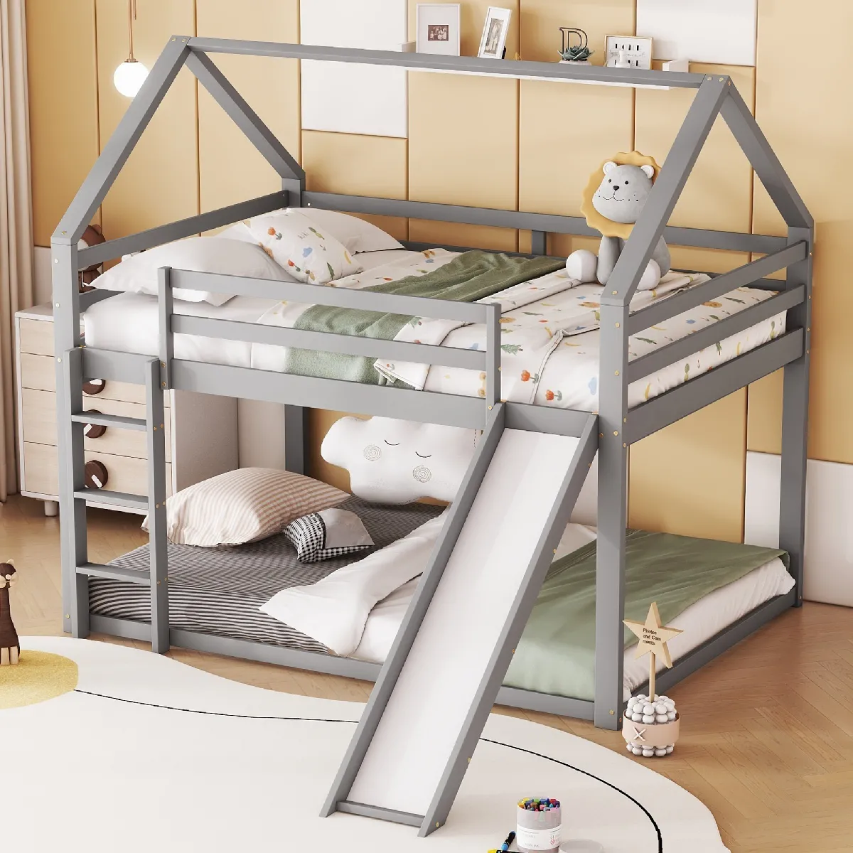 Lit Superposé 140x200 Cm En Bois Avec échelle Sécurisée Et Tiroirs De Rangement - Blanc, Pour Enfants Et Ados