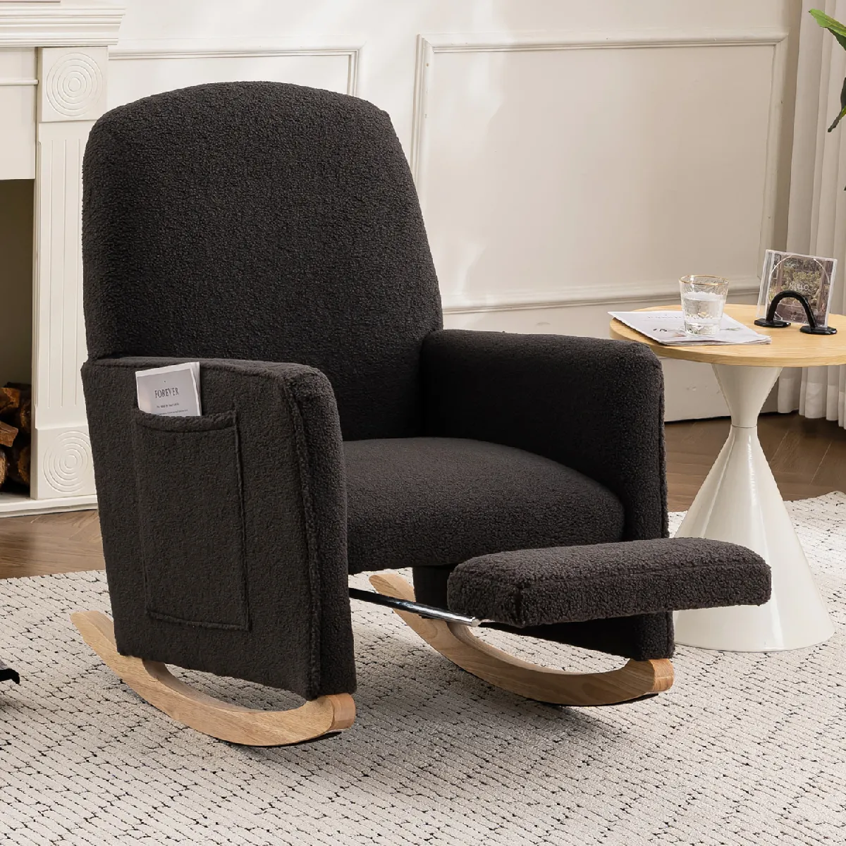 Okwish Fauteuil à bascule avec repose-pieds - Gris foncé Okwish Fauteuil à bascule avec repose-pieds - Gris foncé
