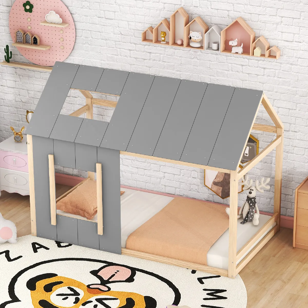 Lit enfant 90x200 cm - Lit simple bois - Naturel Lit enfant 90x200 cm - Lit simple bois - Naturel