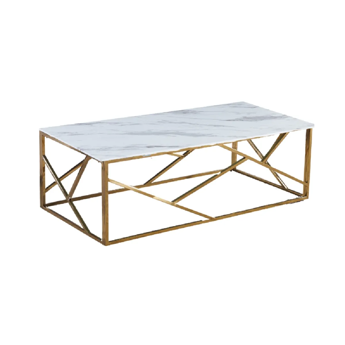 Meilleurs prix pour Table Basse Geomag Gold Verre Feffet Marbre Blanc 120x60x45 Cm