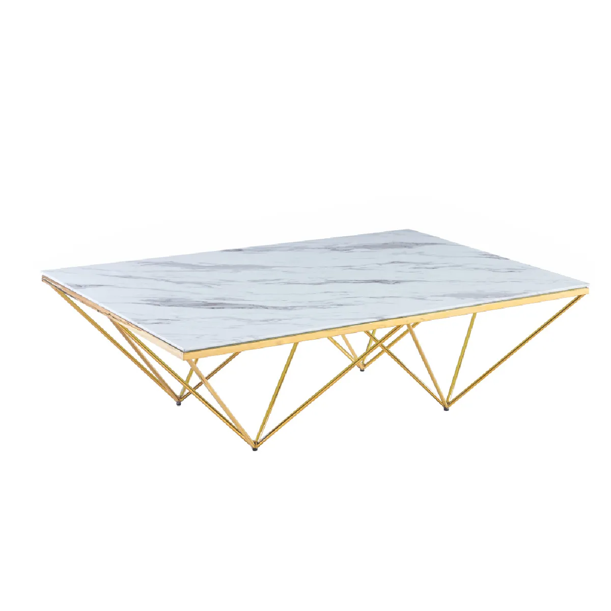 Meilleurs prix pour Table Basse Dita Gold Plateau Verre Marbre Blanc
