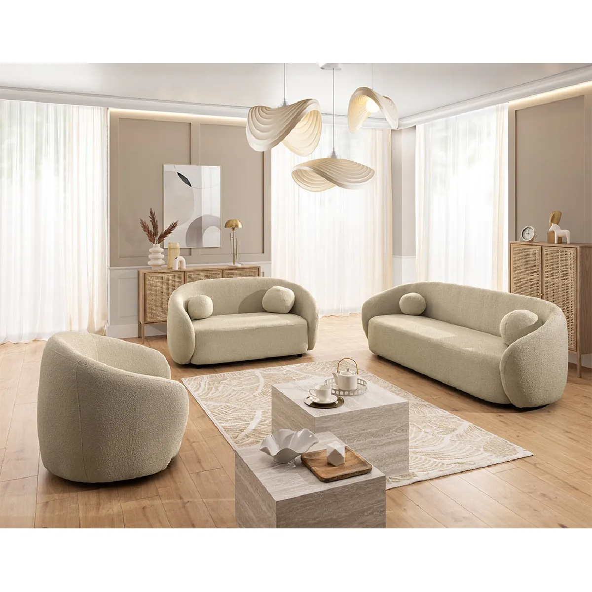 Lisa design Fauteuil Flore bouclette - Taupe Lisa design Fauteuil Flore bouclette - Taupe