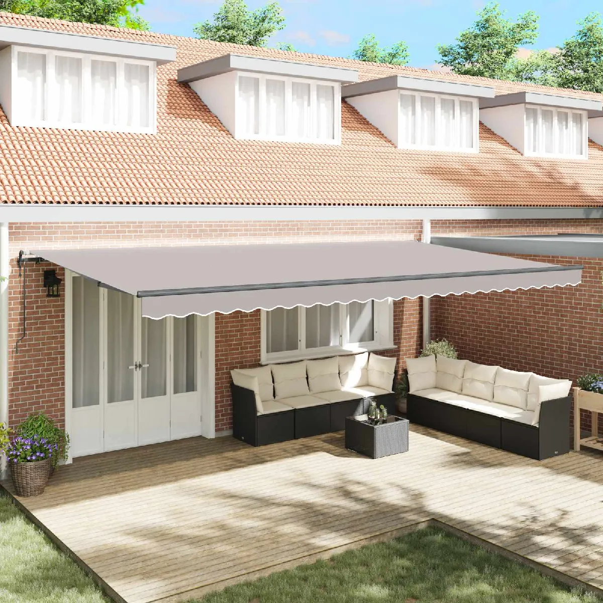 Vidaxl Auvent rétractable 600 × 300 cm Gris - vue 5