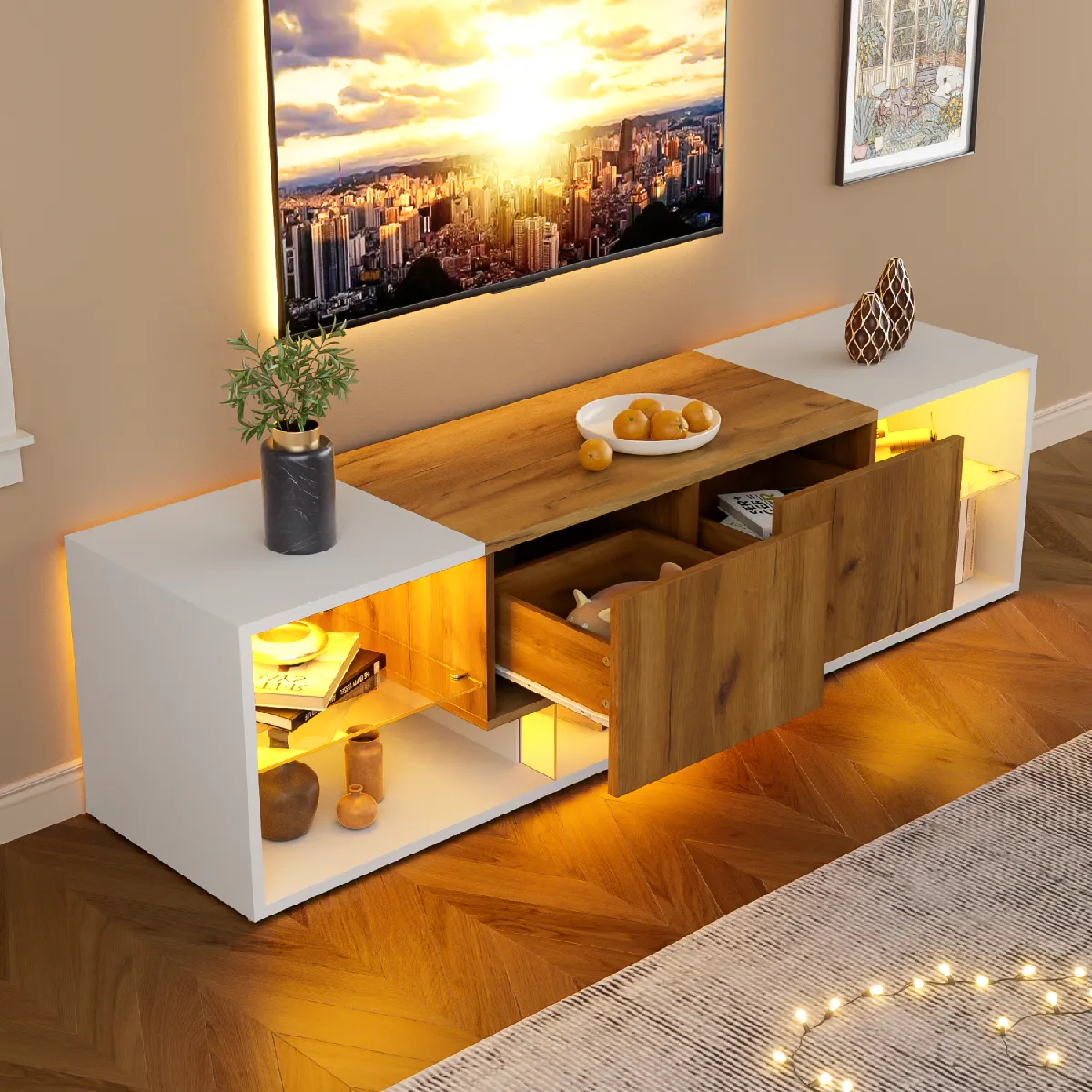 Okwish Meuble TV LED - Noir