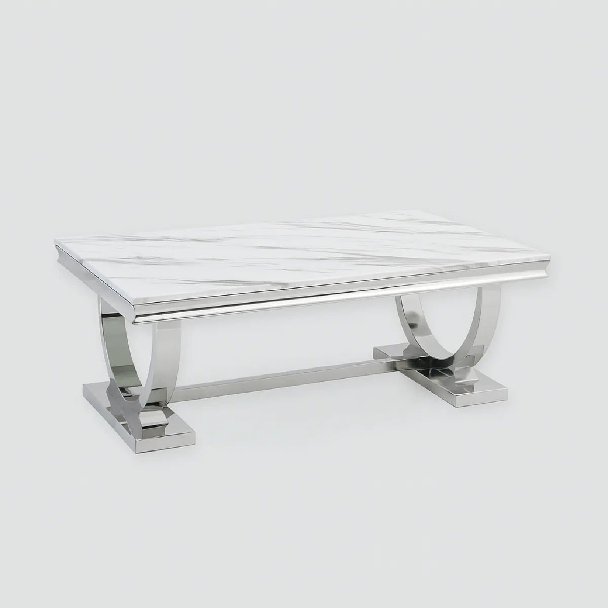 Comparer les prix de Table Basse Omega Chrome plateau verre 120x70 cm