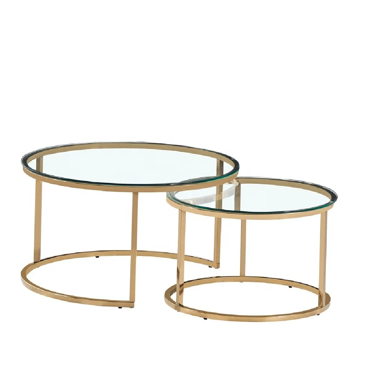Meilleurs prix pour Lot De 2 Tables Basses Gigogne Arto Gold Plateau Transparent