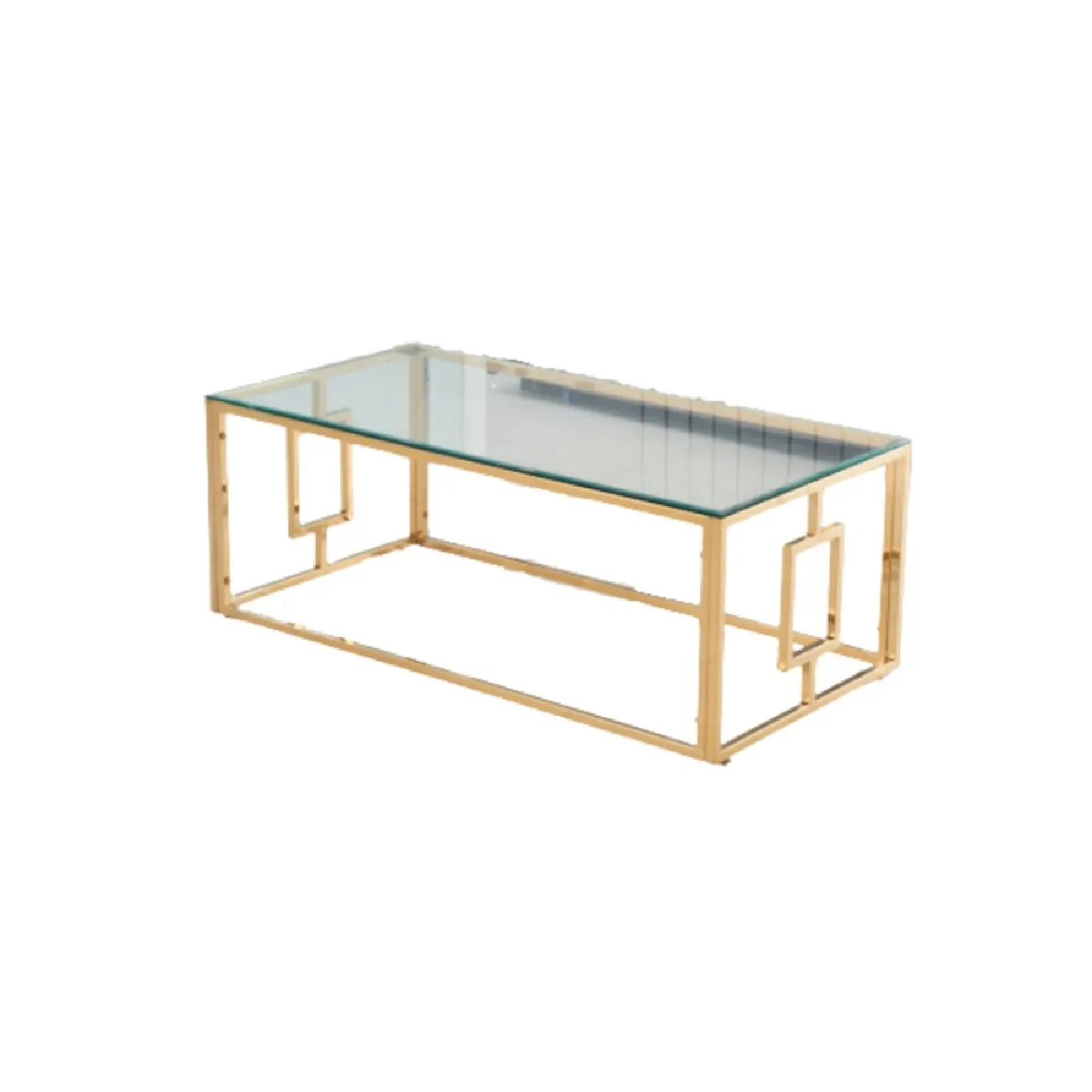 Comparer les prix de Table Basse Plateau En Verre Transparent Pieds Gold 120 Cm - Sophie